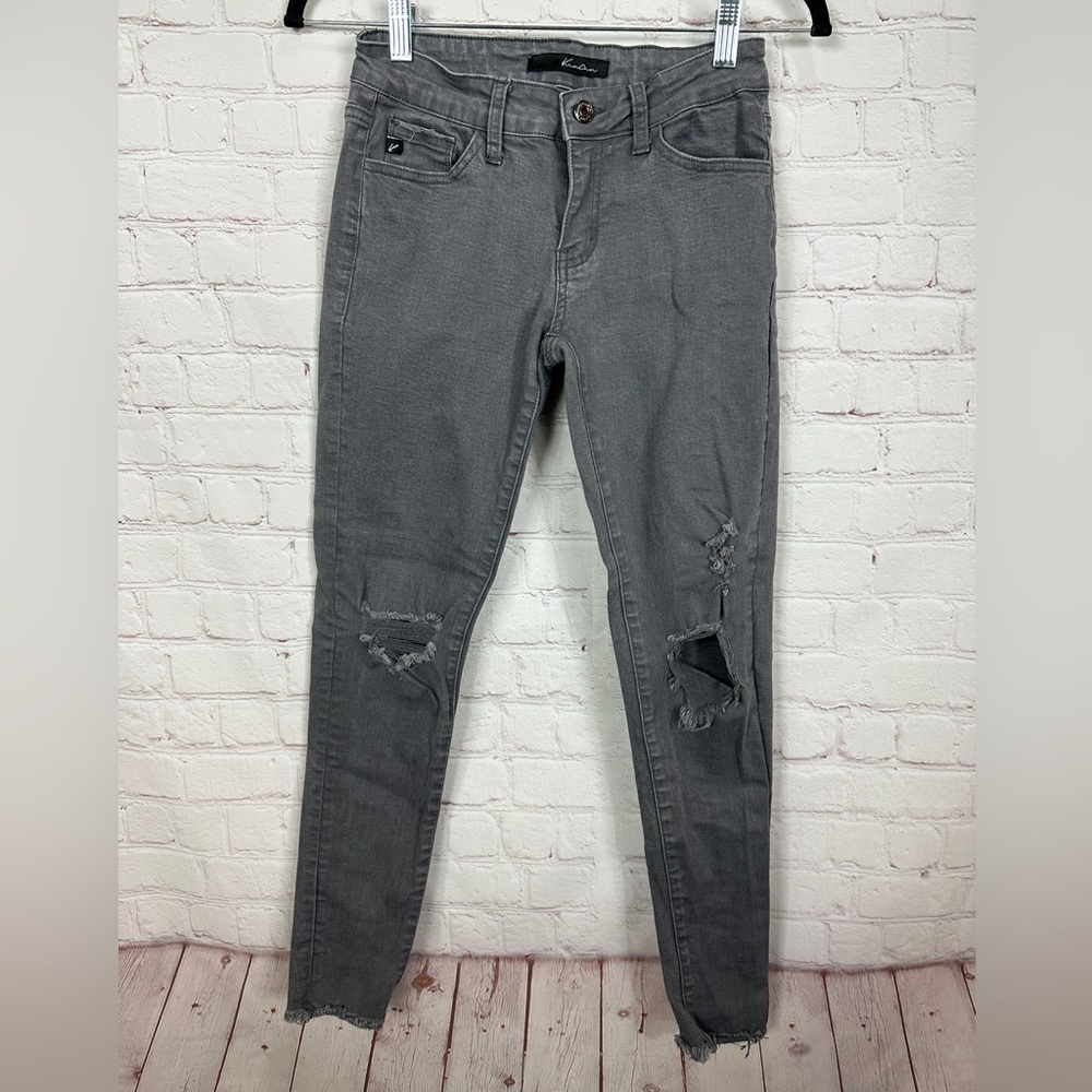 KanCan Gray High Waisted Distressed Skinny Jeans Womens Size 5 26